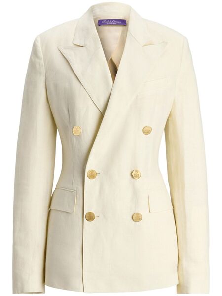 Ralph Lauren Collection V-neck Linen Blazer - Neutrals 