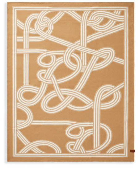  Ralph Lauren Home Logo Pattern Knitted Blanket - Neutrals 