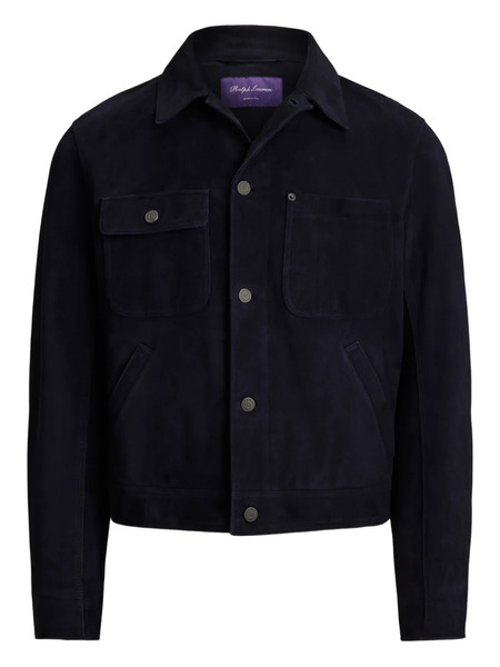  Ralph Lauren Purple Label Buttoned Leather Jacket - Blue 