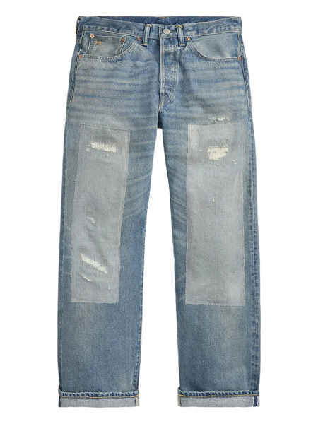  Ralph Lauren Rrl Distressed Patchwork Jeans - Blue 