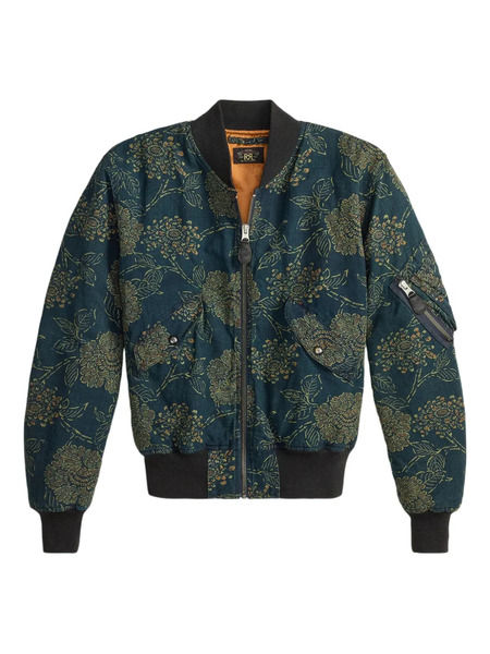  Ralph Lauren Rrl Floral Bomber Jacket - Blue 