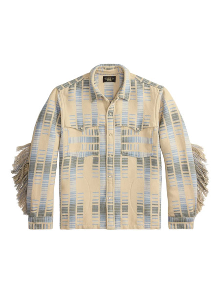  Ralph Lauren Rrl Fringed Striped Overshirt - Neutrals 