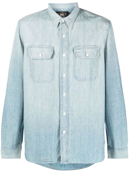  Ralph Lauren Rrl Illinois Ws-long Sleeve-sport Shirt - Blue 