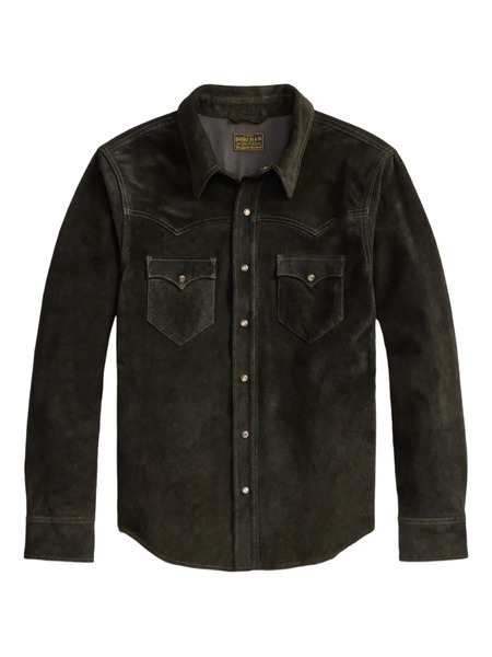  Ralph Lauren Rrl Press-stud Leather Overshirt - Black 