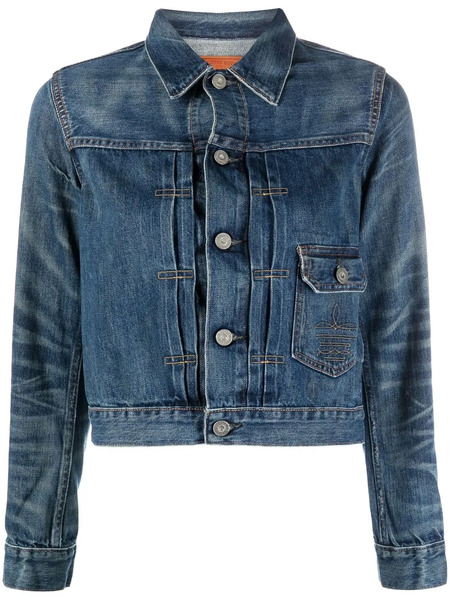  Ralph Lauren Rrl Stonewashed Cropped Denim Jacket - Blue 