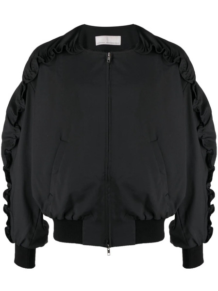  Random Identities Ruched Zip-up Bomber Jacket - Black 