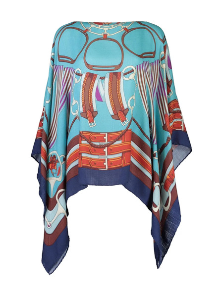  Rani Arabella Printed Poncho - Blue 