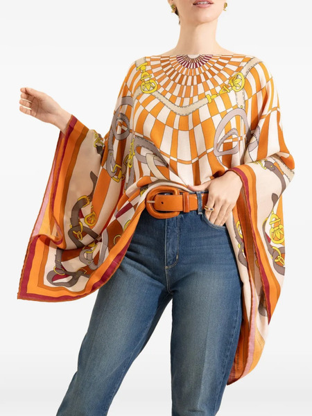  Rani Arabella Printed Poncho - Orange 