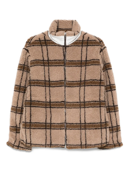  Ranra Checked Teddy Jacket - Brown 