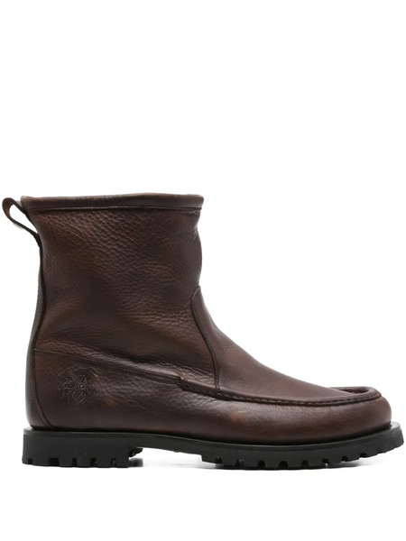  Ranra Pull-tab Leather Boots - Brown 