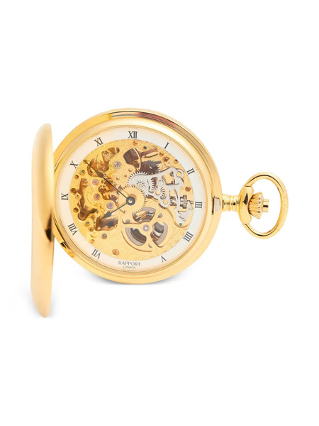  Rapport Skeleton Double Hunter Pocket Watch - Gold 