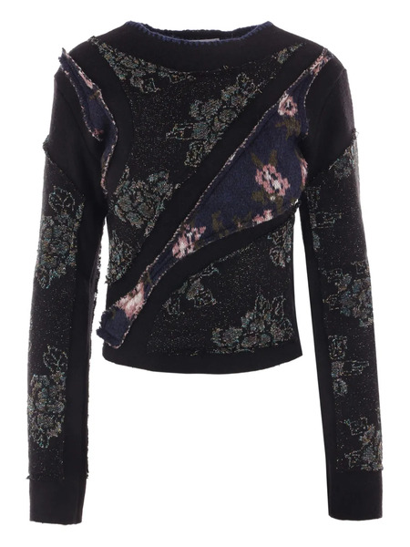  Rave Review Floral-patchwork Pullover - Black 
