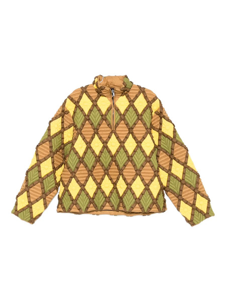  Raxxy Diamond-pattern Bomber Jacket - Brown 