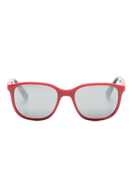  Ray-ban Junior Logo Plaque Square Frame Sunglasses - Red 