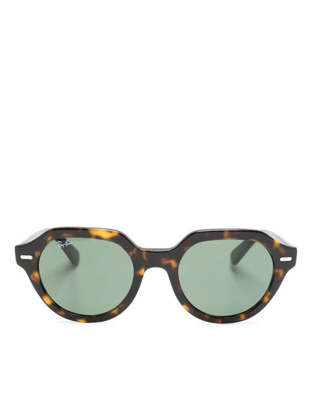  Ray-ban Logo-plaque Oval-frame Sunglasses - Brown 