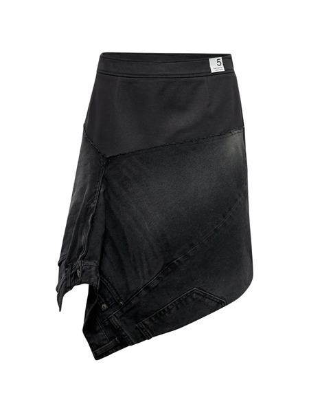  Re Code Asymmetrical Wrap Denim Skirt - Black 