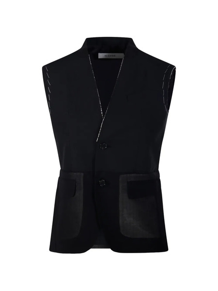  Re Code Button Flap Pocket Waistcoat - Black 