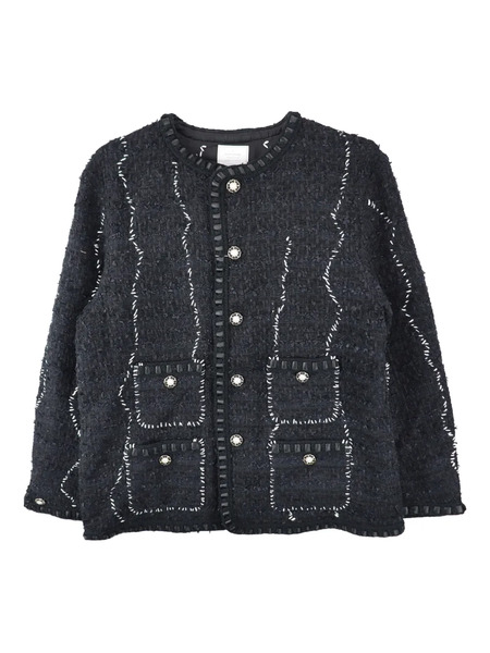  Readymade Button-embellished Tweed Jacket - Black 