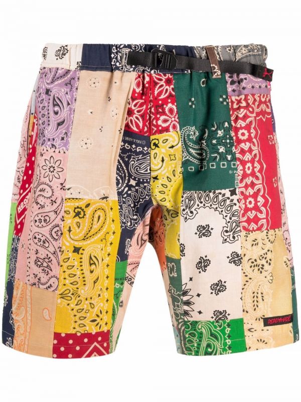  Readymade Patchwork Bandana Print Shorts - Neutrals 