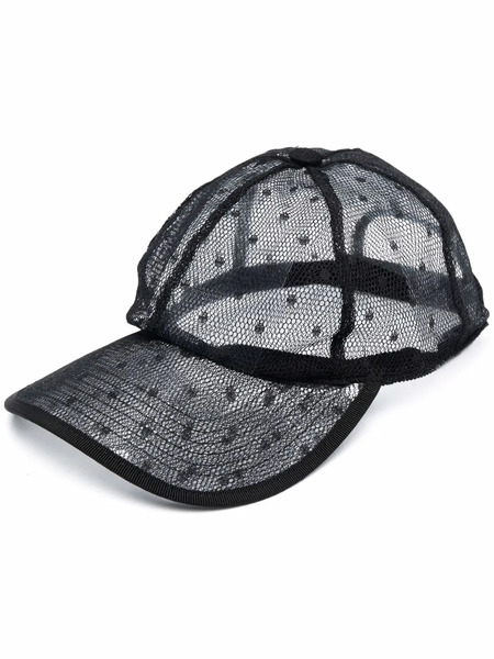  Red Valentino Point D'esprit Mesh Baseball Cap - Black 