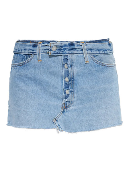  Re/done Button-fastening Frayed Denim Skirt - Blue 