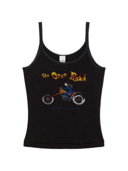  Re/done Lace-strap Tank Top - Black 