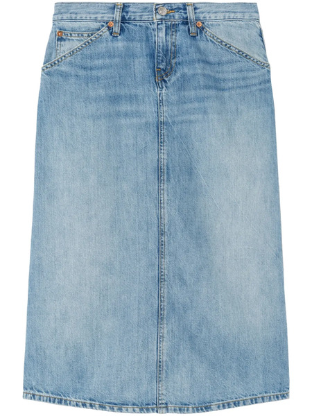  Re/done Low Rider Midi Denim Skirt - Blue 