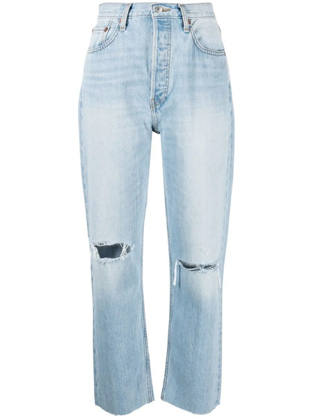  Re/done '70s Ripped-knee Cropped Jeans - Blue 