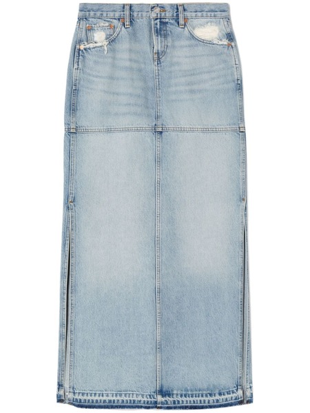  Re/done Side-slit Denim Maxi Skirt - Blue 