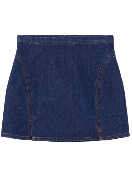  Re/done Split Denim Mini Skirt - Blue 
