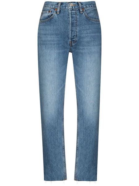  Re/done Stove Pipe Cropped Jeans - Blue 