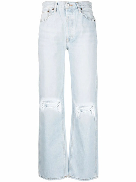  Re/done Wide-leg Distressed Jeans - Blue 