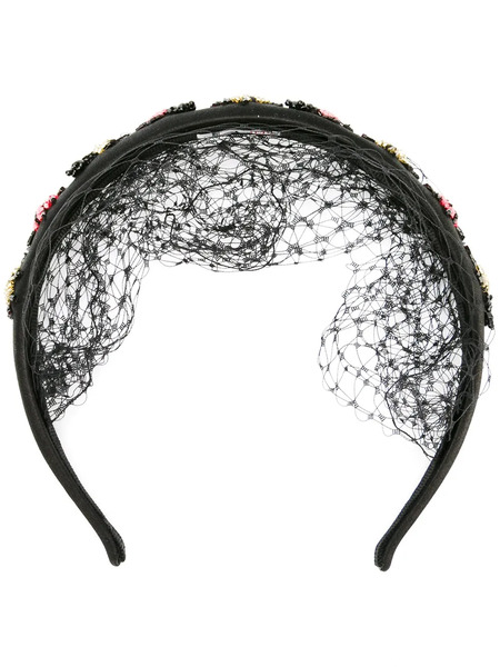  Red(v) Bug-beaded Headband - Black 