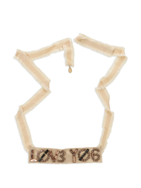  Red(v) Fringed Embellished Necklace - Neutrals 