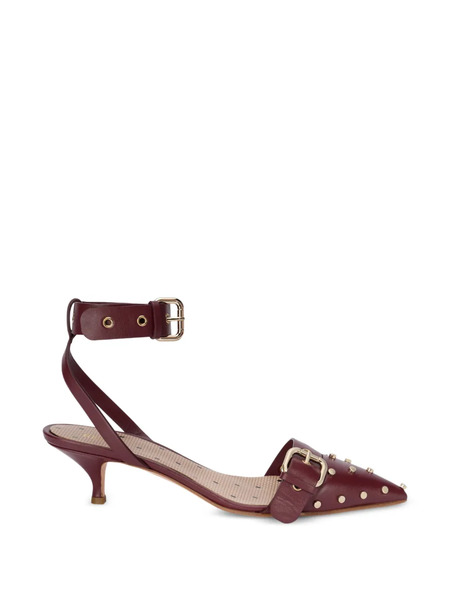  Red(v) Studded Buckle Pumps 