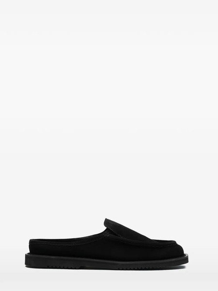  Referenc Suede Square Toe Slides - Black 