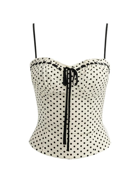  Reformation Andrea Polka Dot Tie Top - Neutrals 