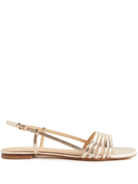  Reformation Millie Lattice Flat Sandals - Gold 