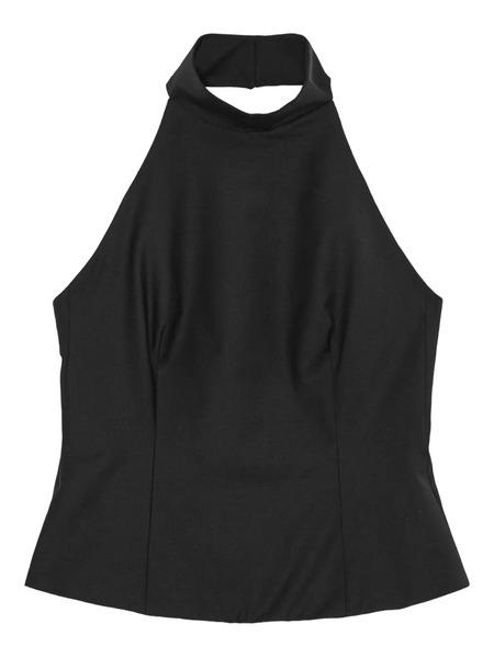  Remain High-neck Button-fastening Top - Black 