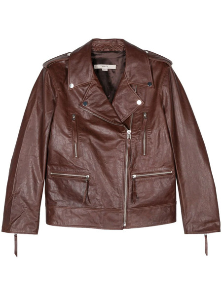  Remain Leather Biker Jacket - Brown 