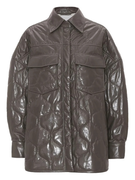  Remain Quilted Leather Shirt Jacket - Grey 