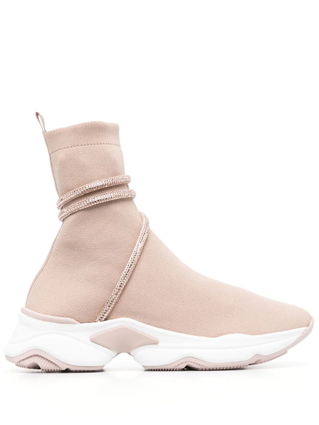  René Caovilla Glitter-wrap Sock-ankle Sneakers - Neutrals 