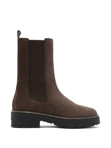  René Caovilla Leather Chelsea Boots - Brown 