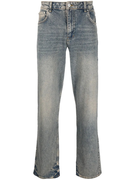  Represent Bleached-effect Straight-leg Jeans - Blue 