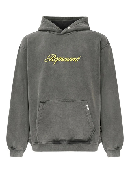  Represent Embroidered Cotton Hoodie - Grey 