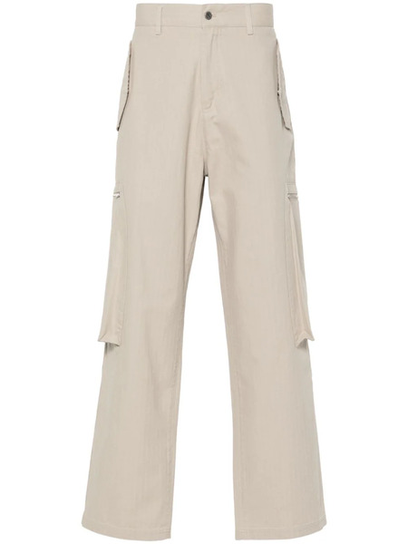  Represent Embroidered-logo Cotton Trousers - Neutrals 