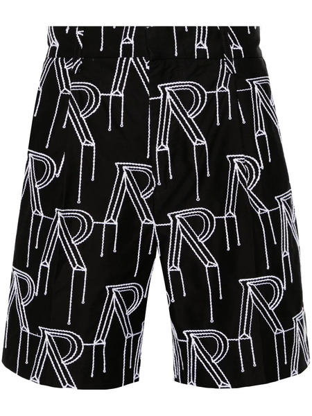 Represent Initial-embroidered Tailored Shorts - Black 