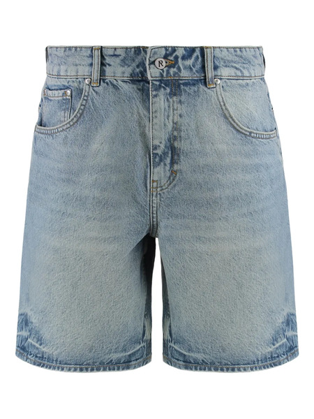  Represent Logo-embroidered Denim Shorts - Blue 
