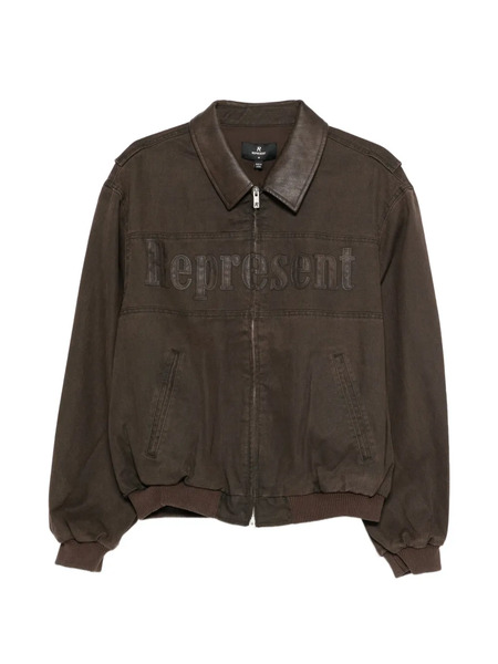  Represent Roscoe Logo Collared Bomber Jacket - Brown 