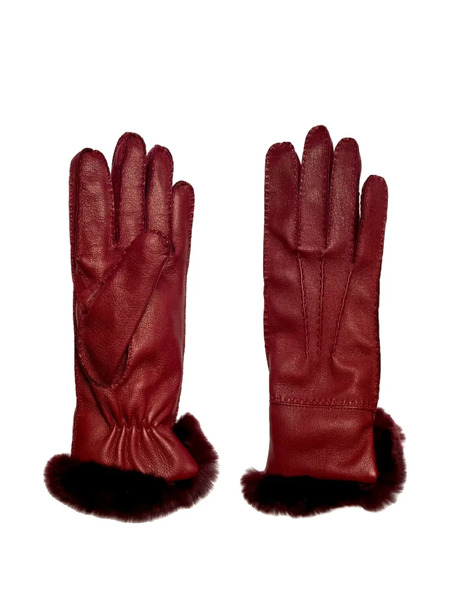  Restelli Fur-trimmed Leather Gloves - Red 